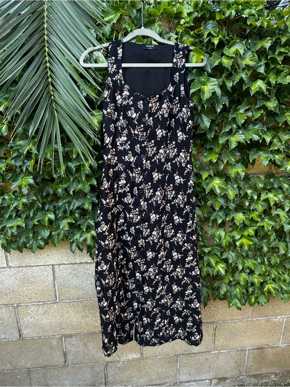 Workshop Republic Clothing Black Floral Maxi Dress with Cream Accents